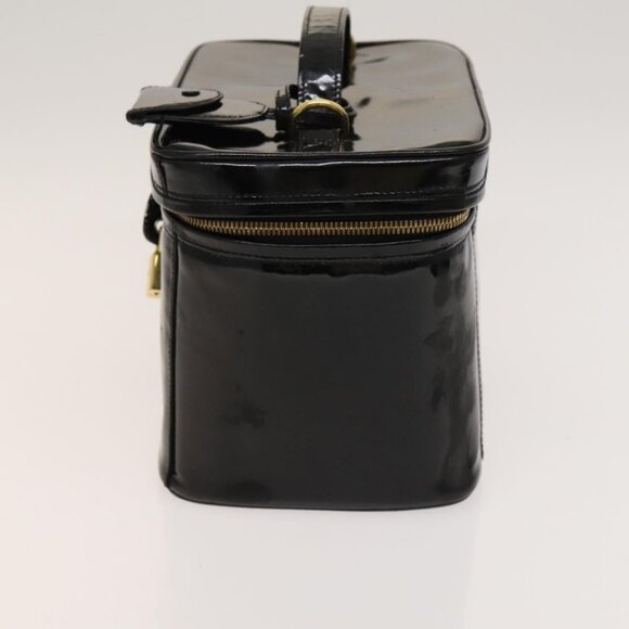 CHANEL Vanity Hand Bag Enamel 2way Black Gold CC Auth 130982 - Picture 4 of 16